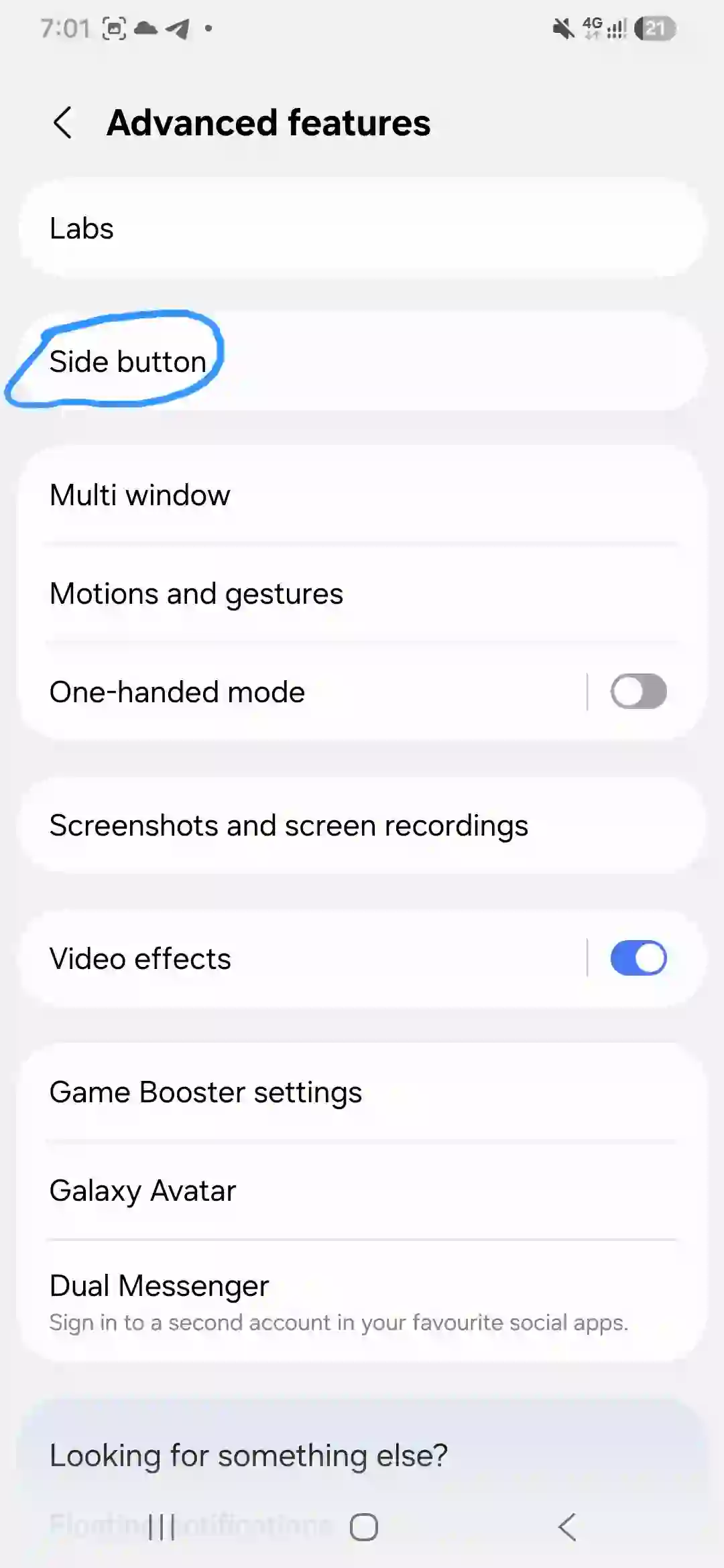 How to enable Circle to Search toggle on Galaxy A56 display settings.