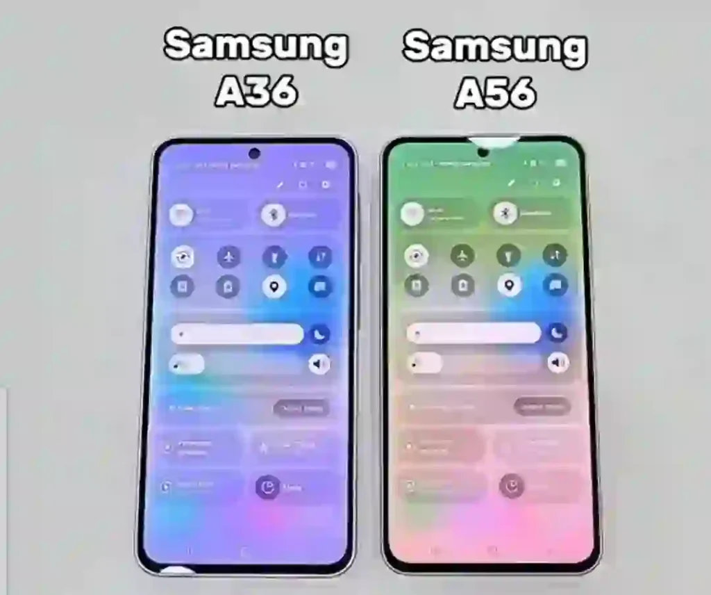 Samsung Galaxy A36 vs Galaxy A56 front display scr