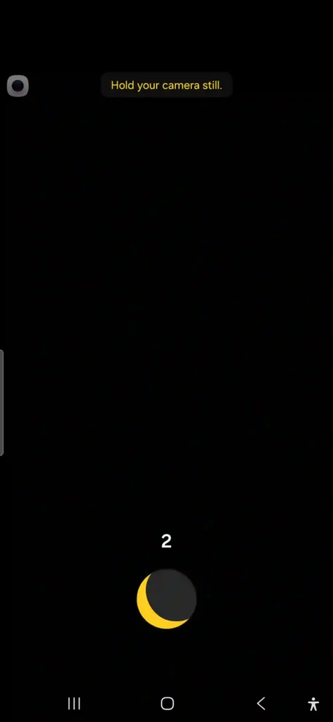 Samsung Galaxy A56 low light photos capture progress ring and countdown timer interface