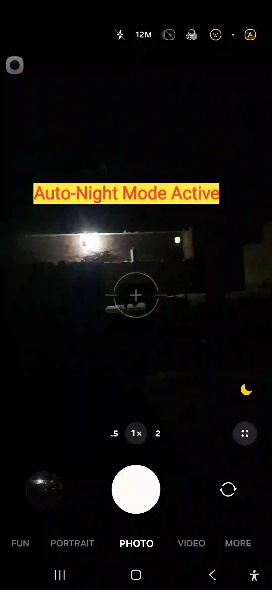 Samsung Galaxy A56 Night Mode auto trigger comparison showing off and active states