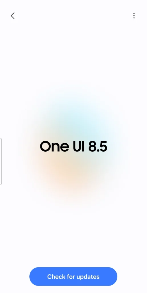 One UI 8.5 software update check screen on Samsung Galaxy A56
