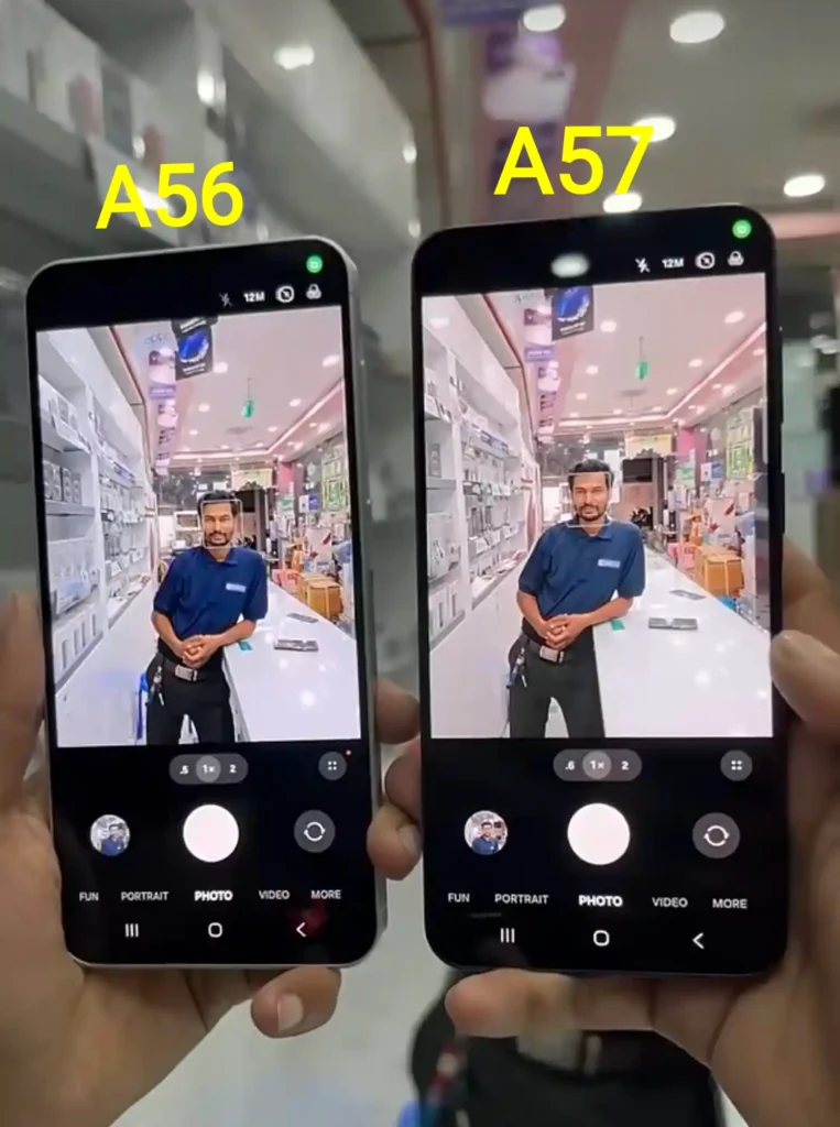 Samsung Galaxy A57 vs A56 camera viewfinder live photo test comparison