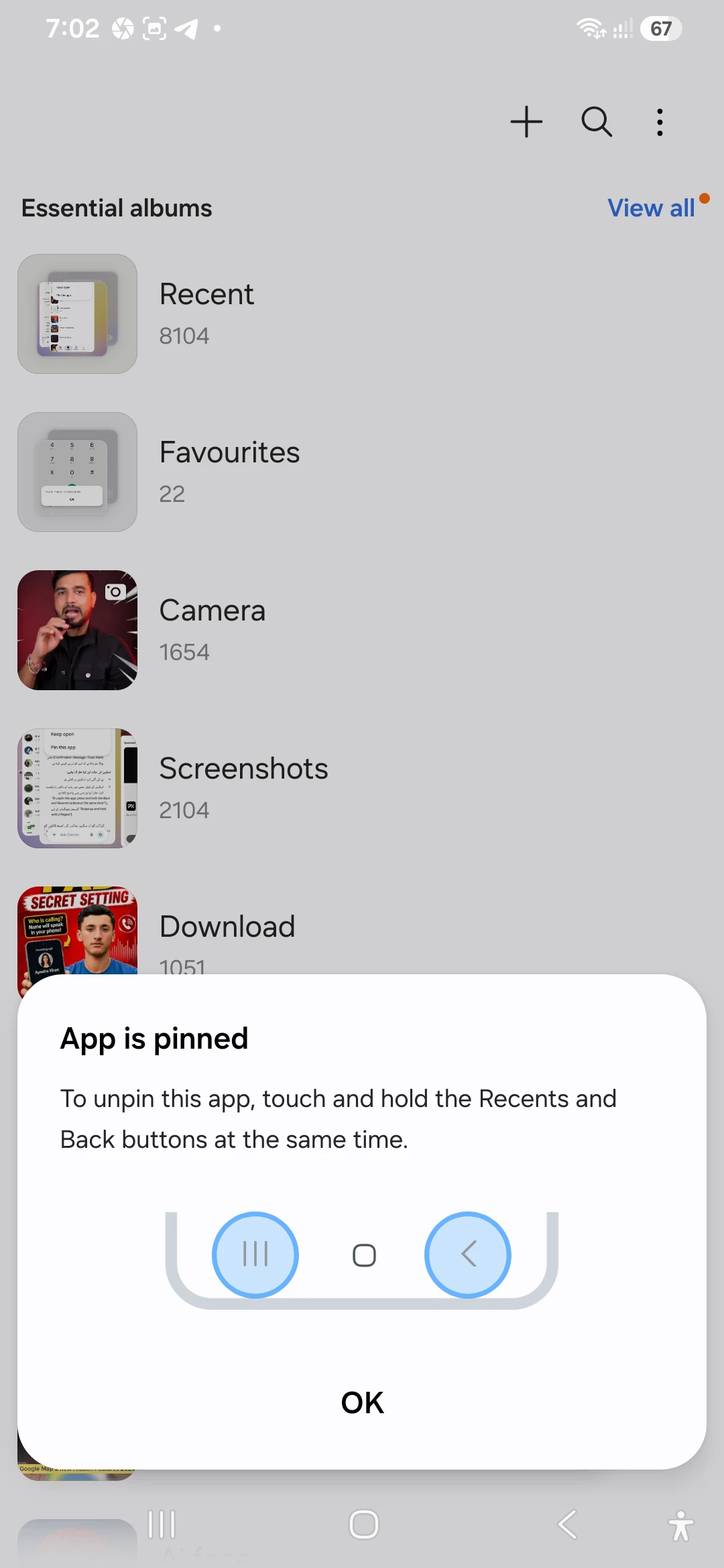 Unpinning screen confirmation prompt on Samsung Galaxy