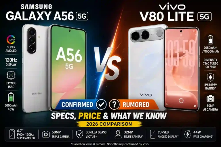 Compare Samsung Galaxy A56 vs Vivo V80 Lite 5G